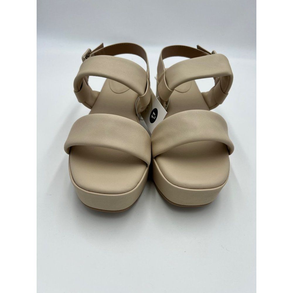 A New Day Women's Cream Platform Wedge Casual Sandals Size 11W NWT‎